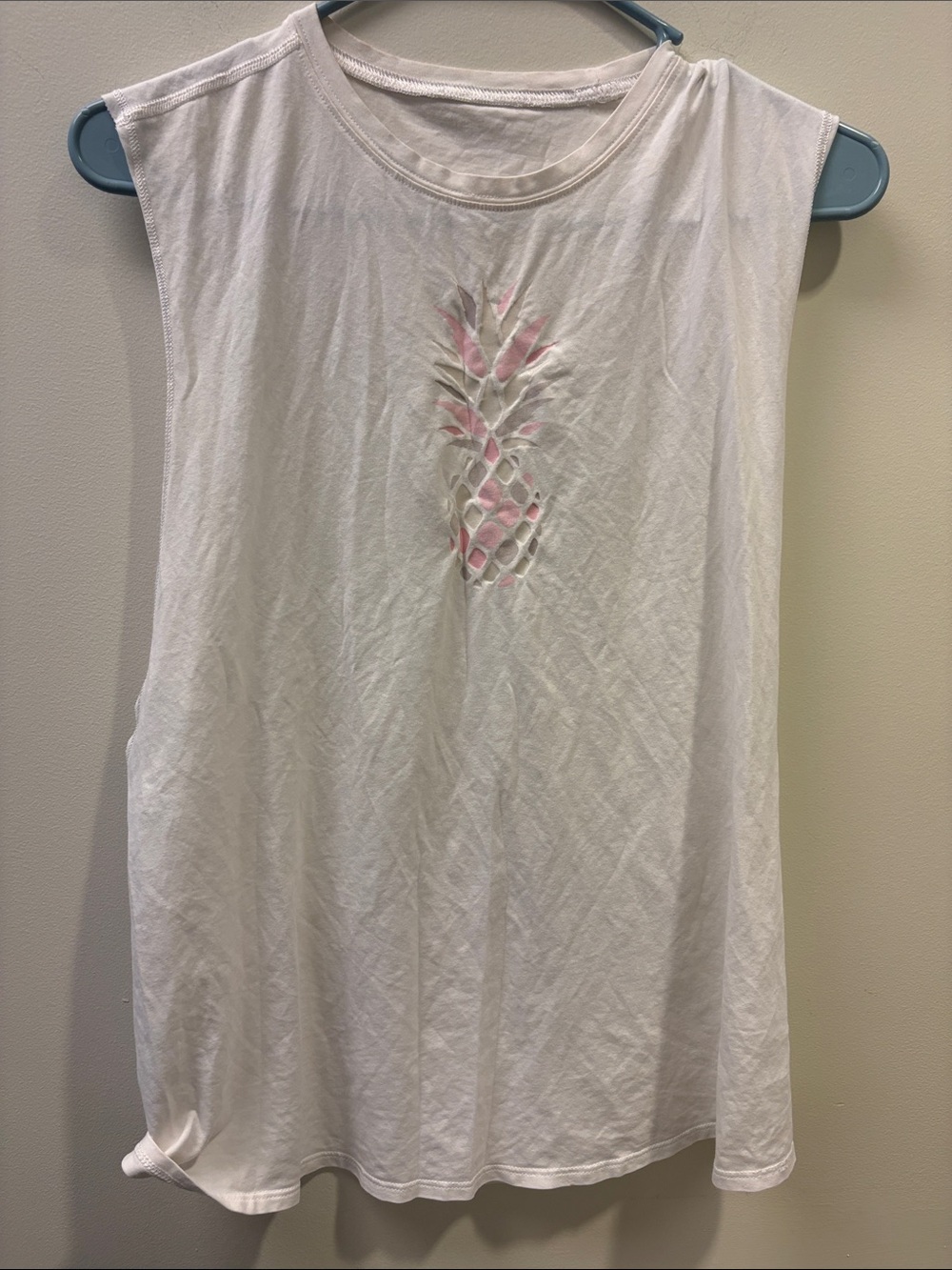 lululemon athletica White Tank with Pink Pineapple Cutout